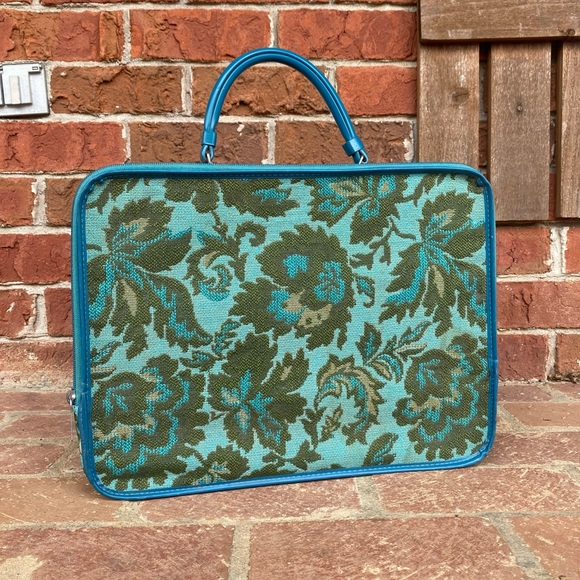 (SOLD) Vintage 1960s Floral Tapestry Carry-On Suitcase - Picture 2 of 7